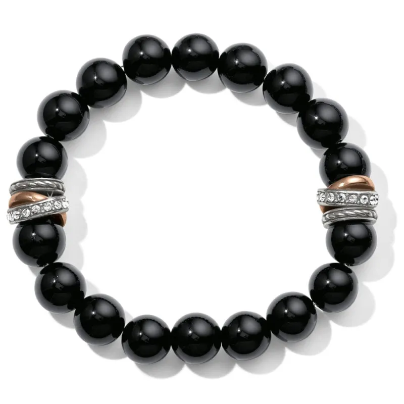 Neptune's Rings Black Agate Stretch Bracelet sold by Brighton