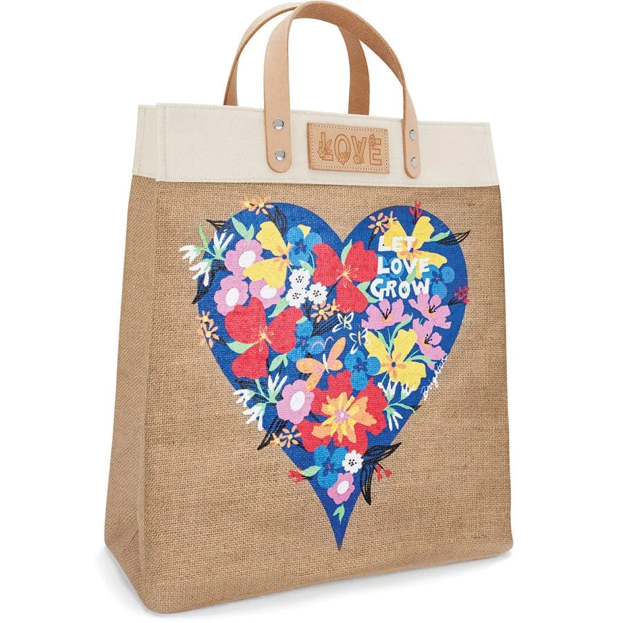 Let Love Grow Burlap Tote sold by Brighton