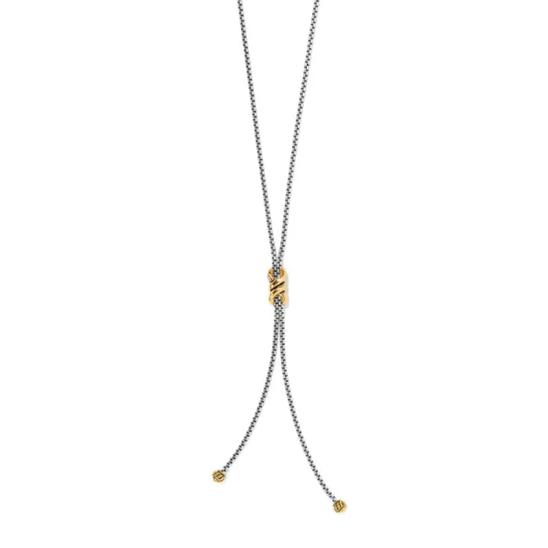 Interlok Twist Two Tone Lariat Necklace sold by Brighton
