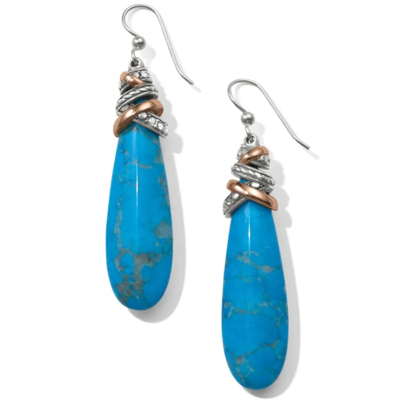 Neptune's Rings Pyramid Turquoise French Wire Earrings sold by Brighton