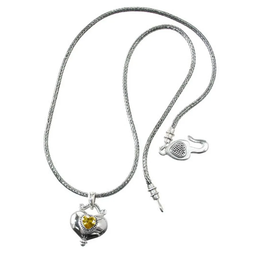 Buddha Gold Cubic Zirconia Heart Necklace sold by Brighton