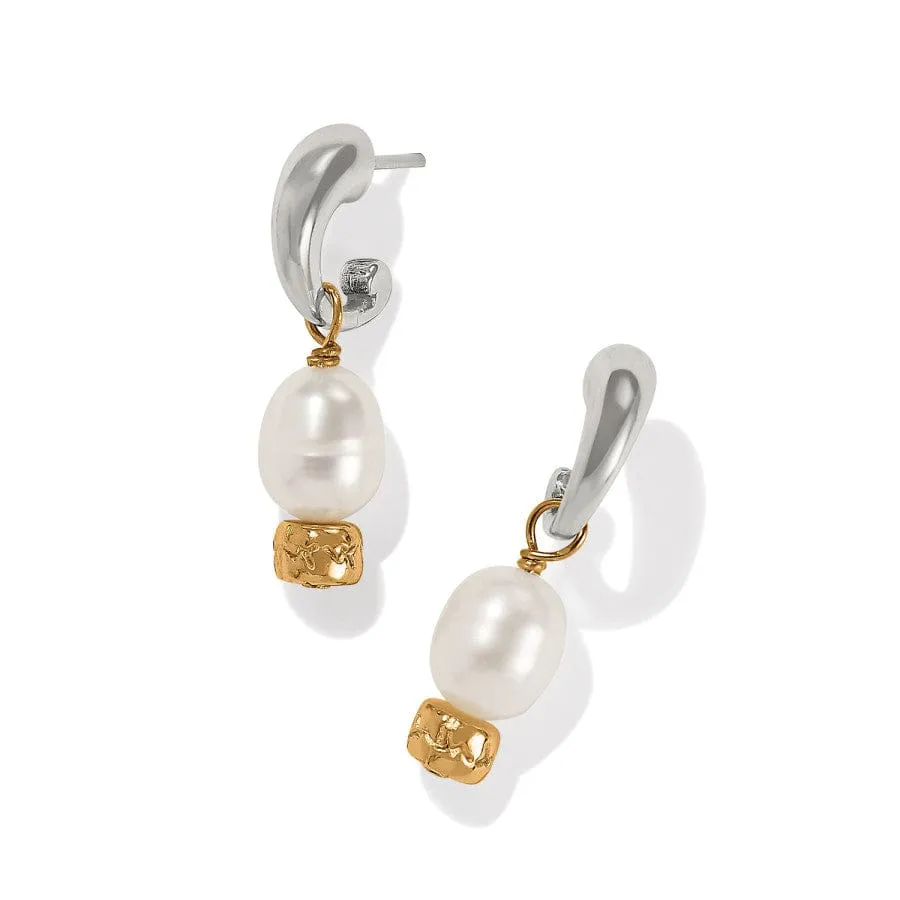 Meridian Petite Pearl Two Tone Post Hoop Earrings sold by Brighton product image thumbnail 2