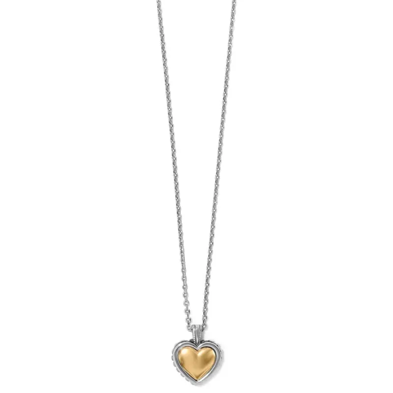 Pretty Tough Bold Two Tone Heart Petite Necklace sold by Brighton