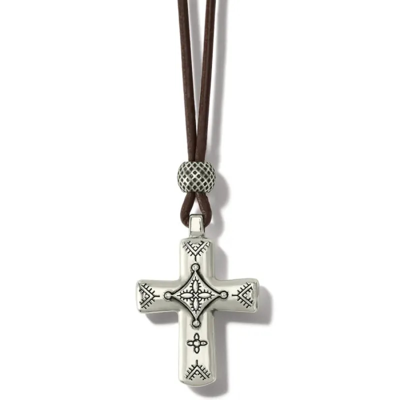 Mosaic Paseo Leather Cross Necklace sold by Brighton