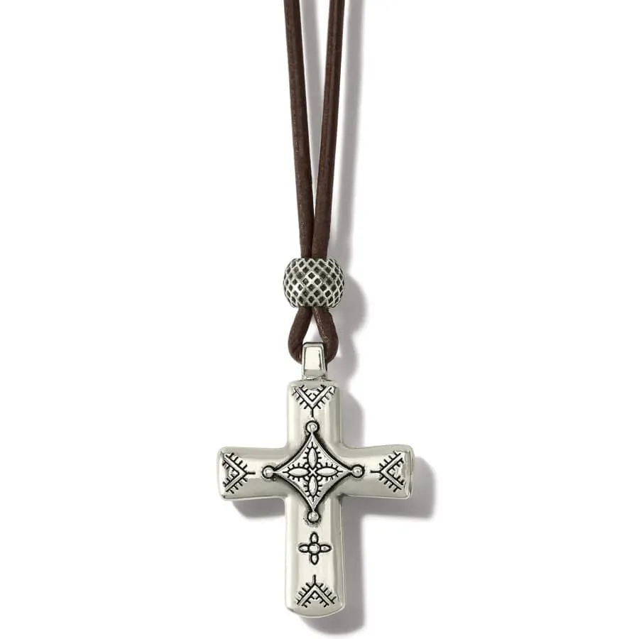Mosaic Paseo Leather Cross Necklace sold by Brighton
