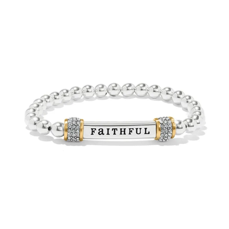 Meridian Faithful Two Tone Stretch Bracelet sold by Brighton