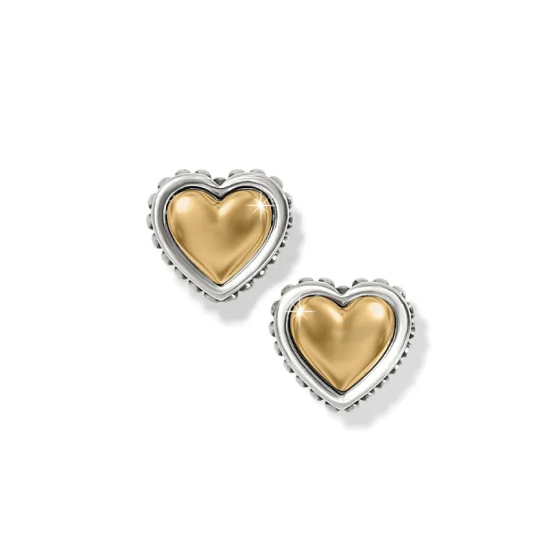 Pretty Tough Petite Two Tone Heart Post Earrings sold by Brighton