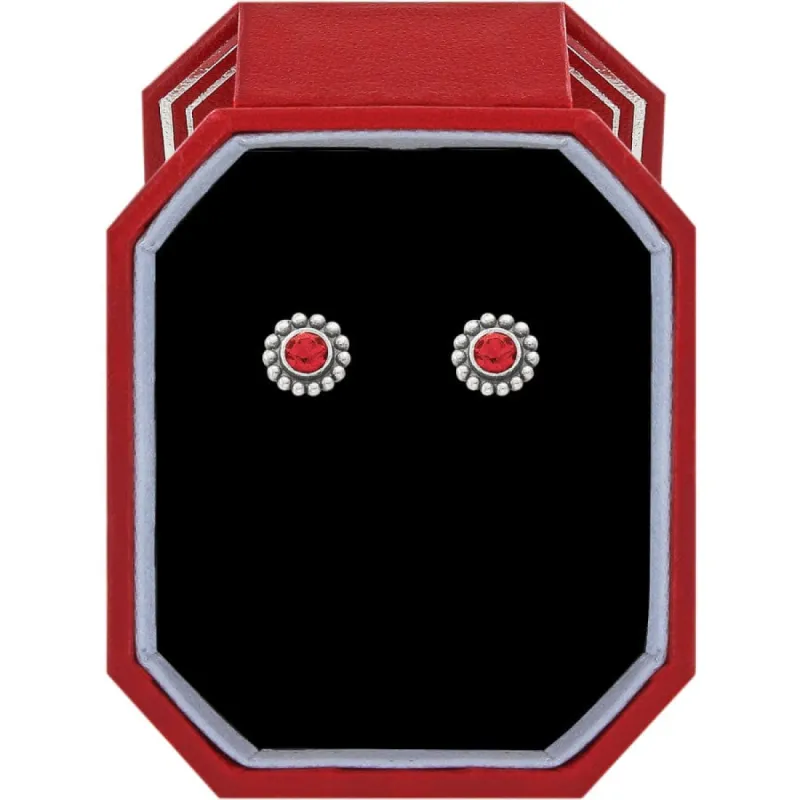 Twinkle Garnet Mini Post Earrings Gift Box made by Brighton