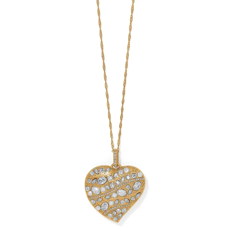 Trust Your Journey Golden Convertible Reversible Large Heart Necklace sold by Brighton