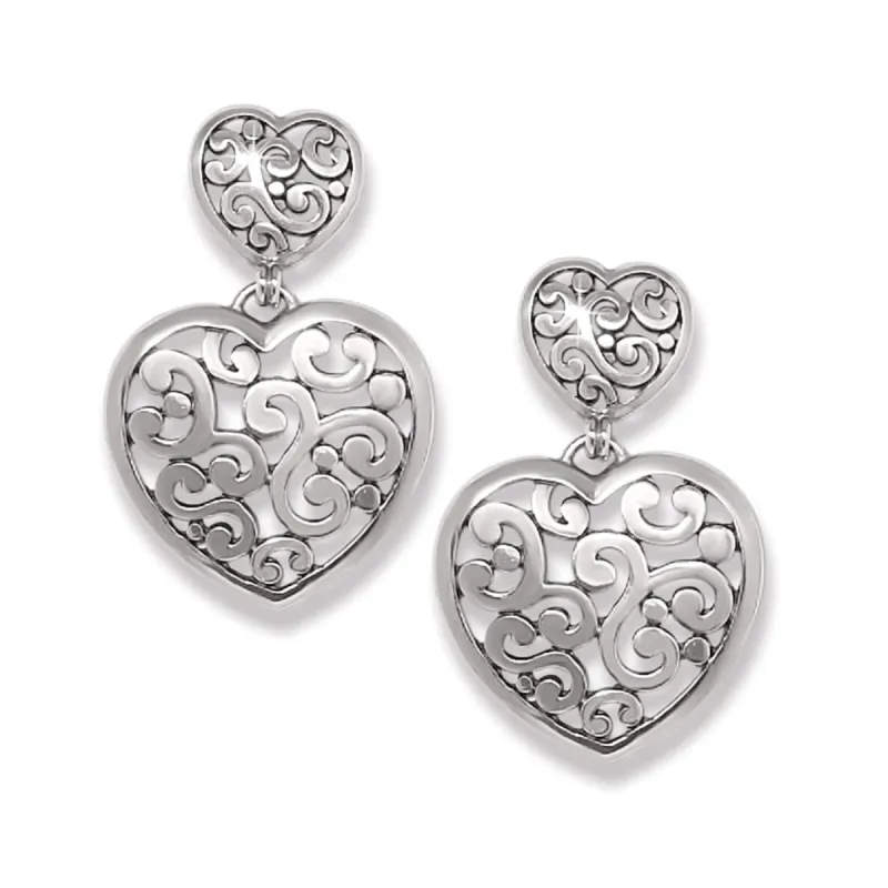 Contempo Heart Double Post Drop Earrings sold by Brighton