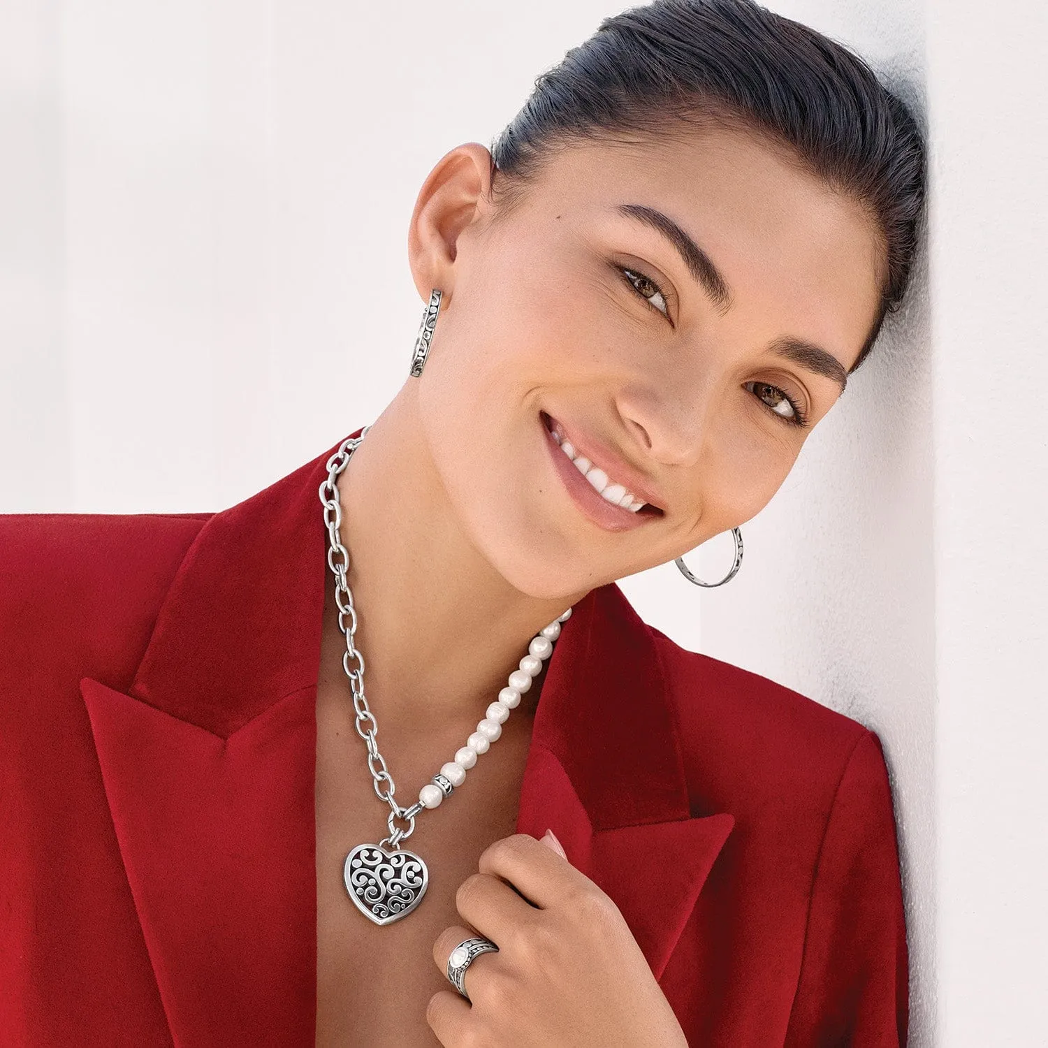 Contempo Heart Pearl Charm Necklace sold by Brighton product image thumbnail 5