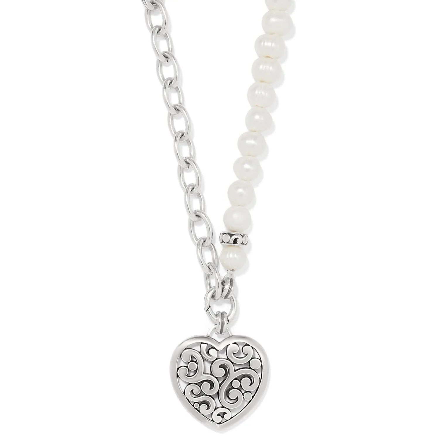 Contempo Heart Pearl Charm Necklace sold by Brighton