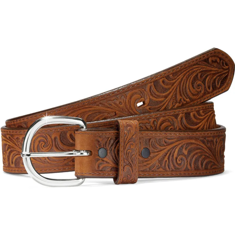 Western Scroll Tooled Belt made by Brighton