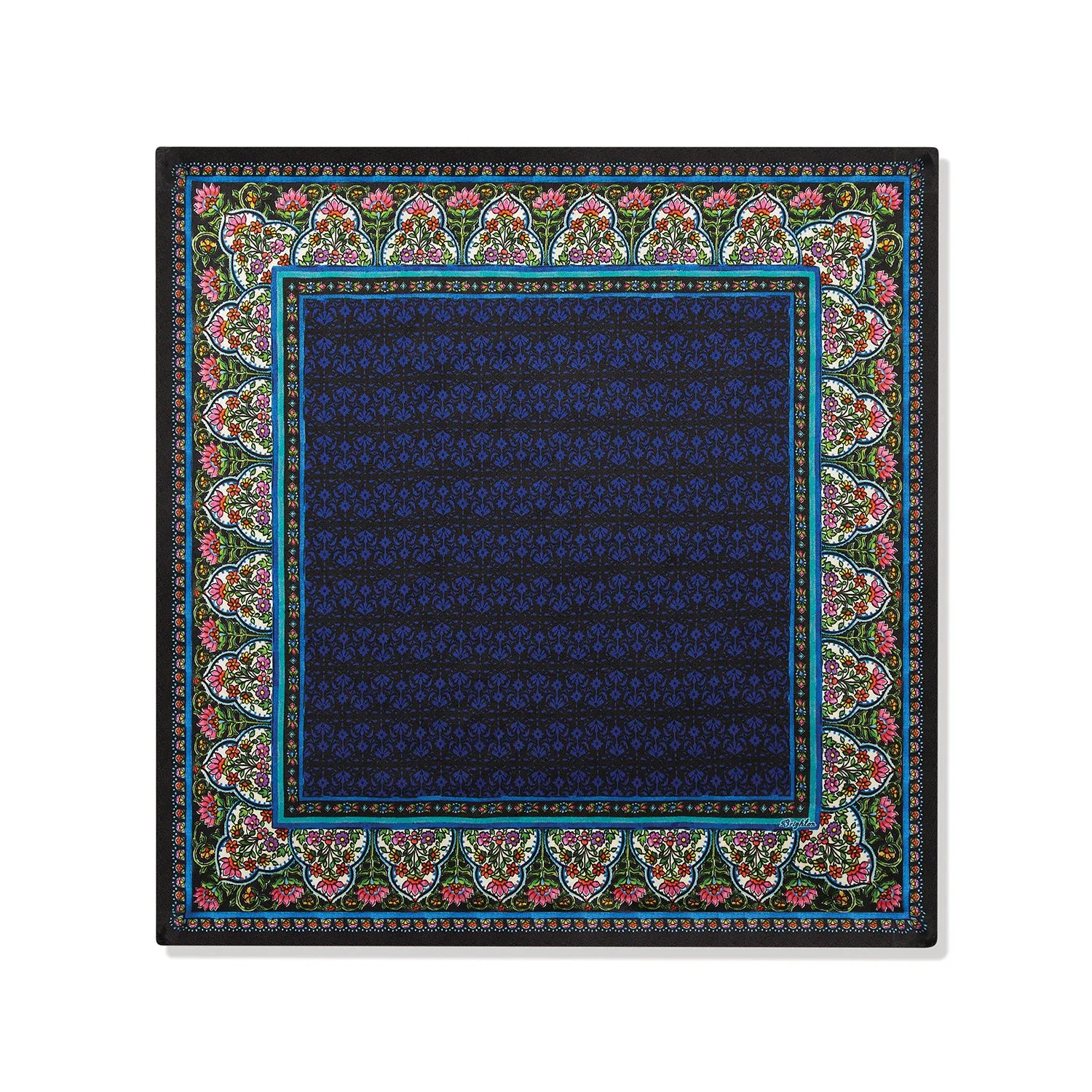 Navy Multi India Print Scarf sold by Brighton