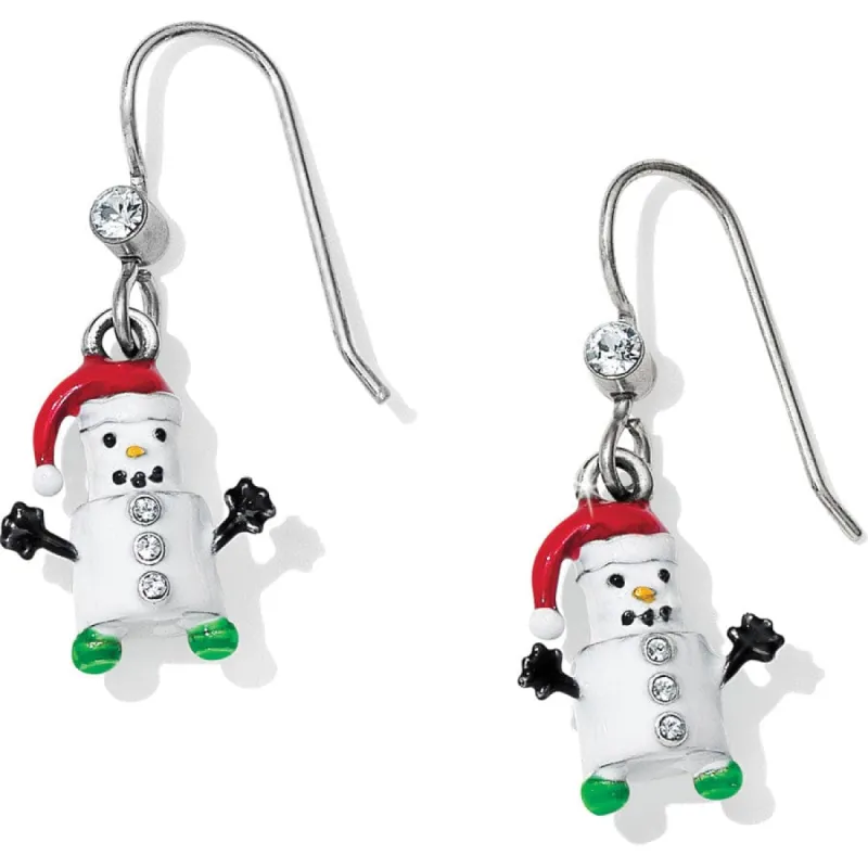 Marshmallow Snowman French Wire Earrings sold by Brighton
