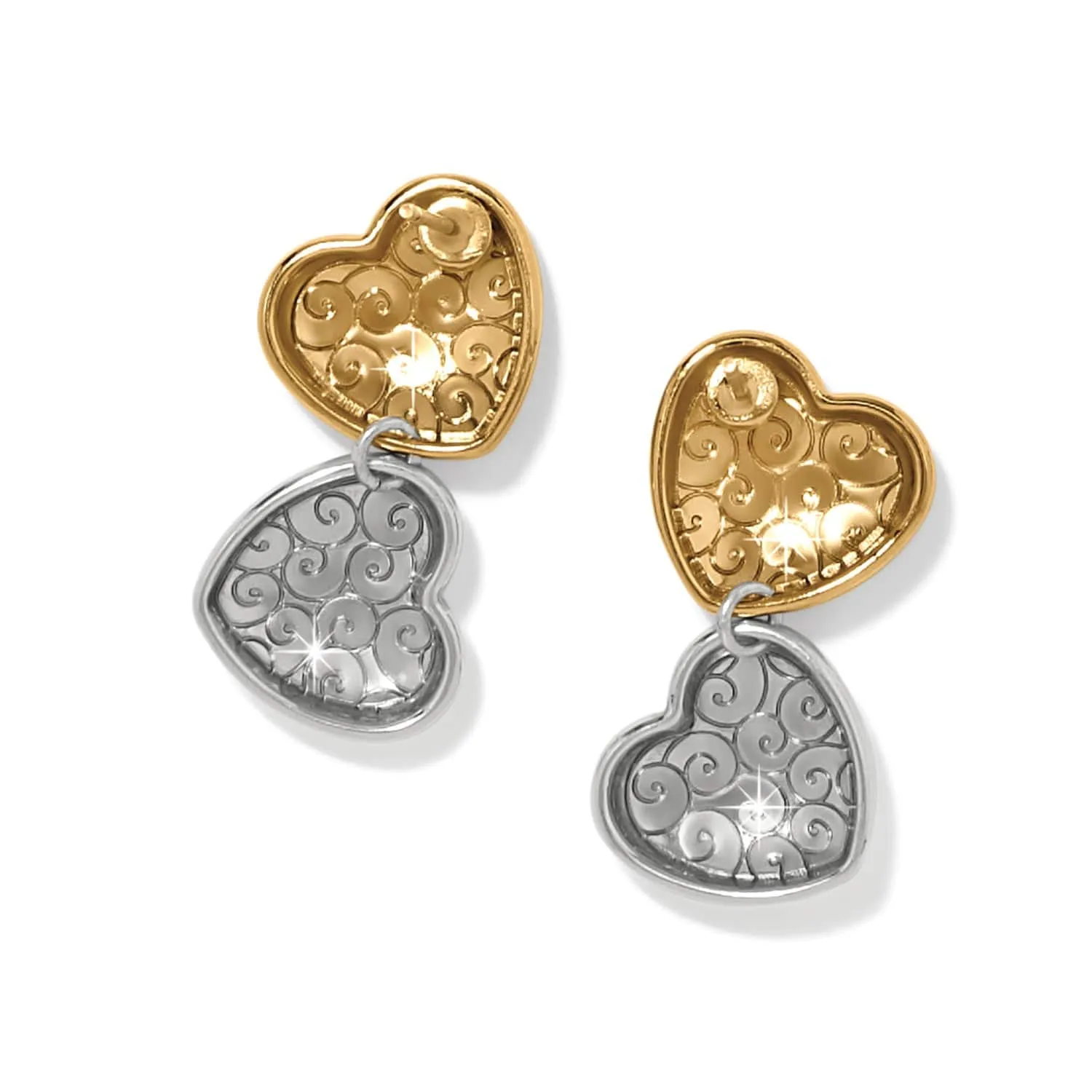 Trianon Heart Small Two Tone Post Drop Earrings sold by Brighton product image thumbnail 2