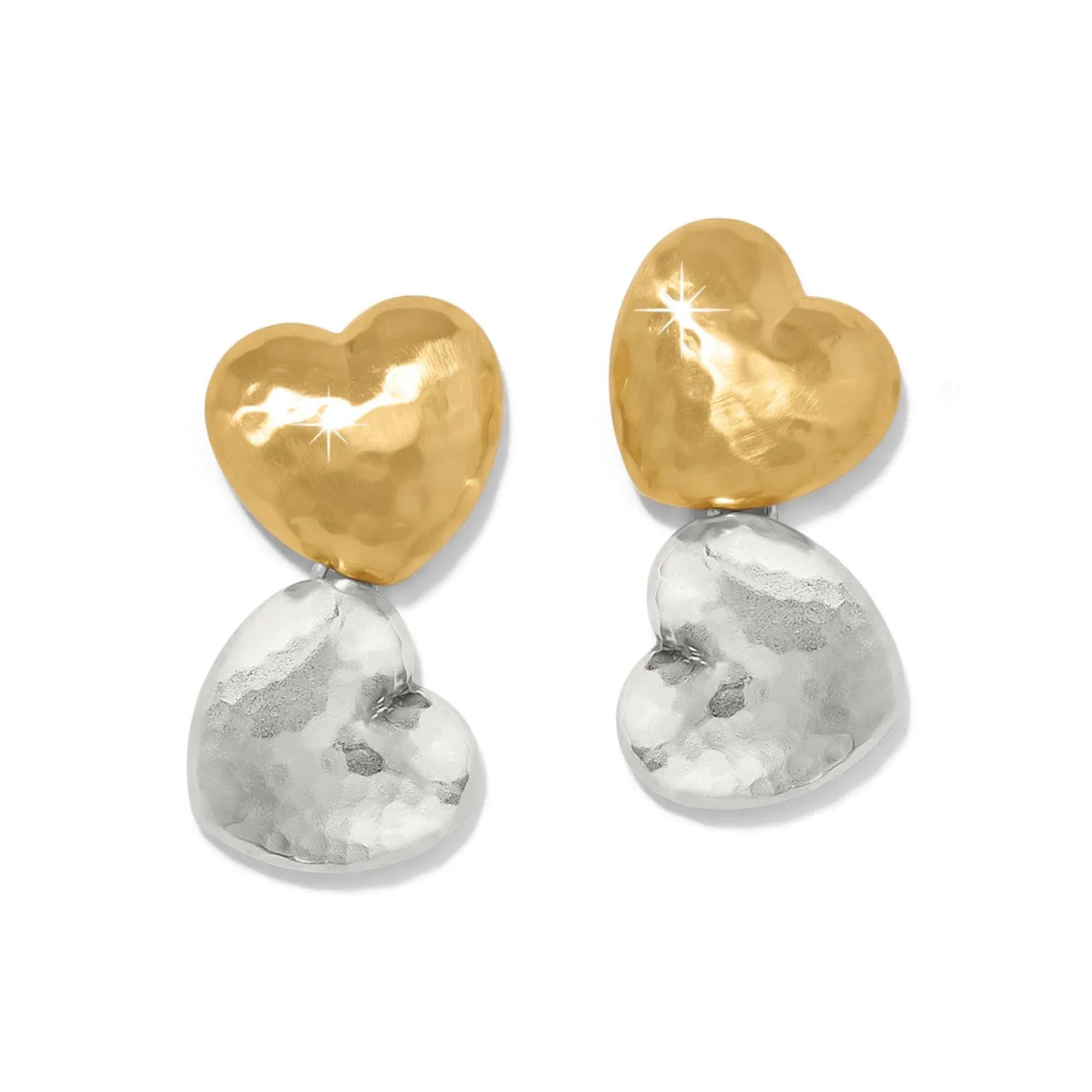 Trianon Heart Small Two Tone Post Drop Earrings sold by Brighton