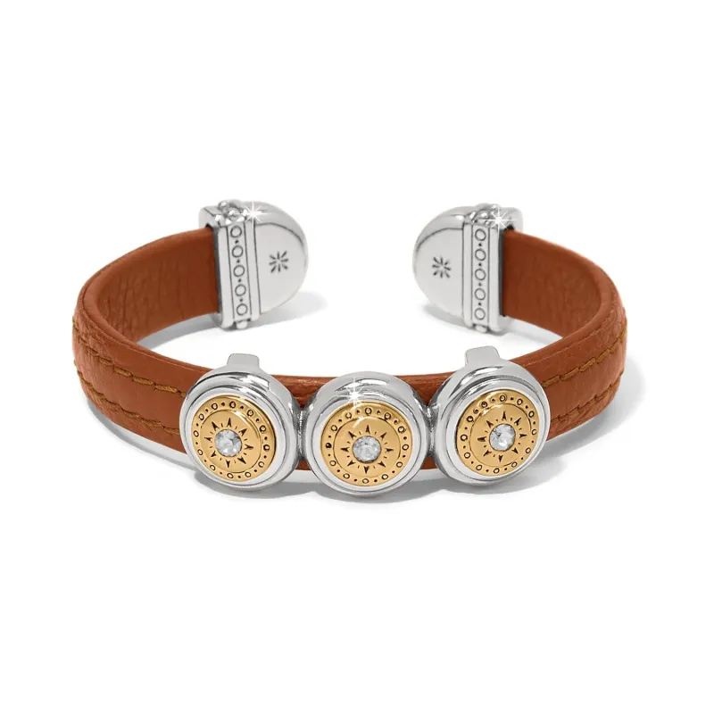 Mosaic Two Tone Leather Disc Cuff Bracelet sold by Brighton