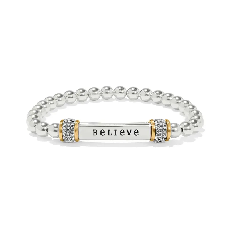 Meridian Believe Two Tone Stretch Bracelet sold by Brighton