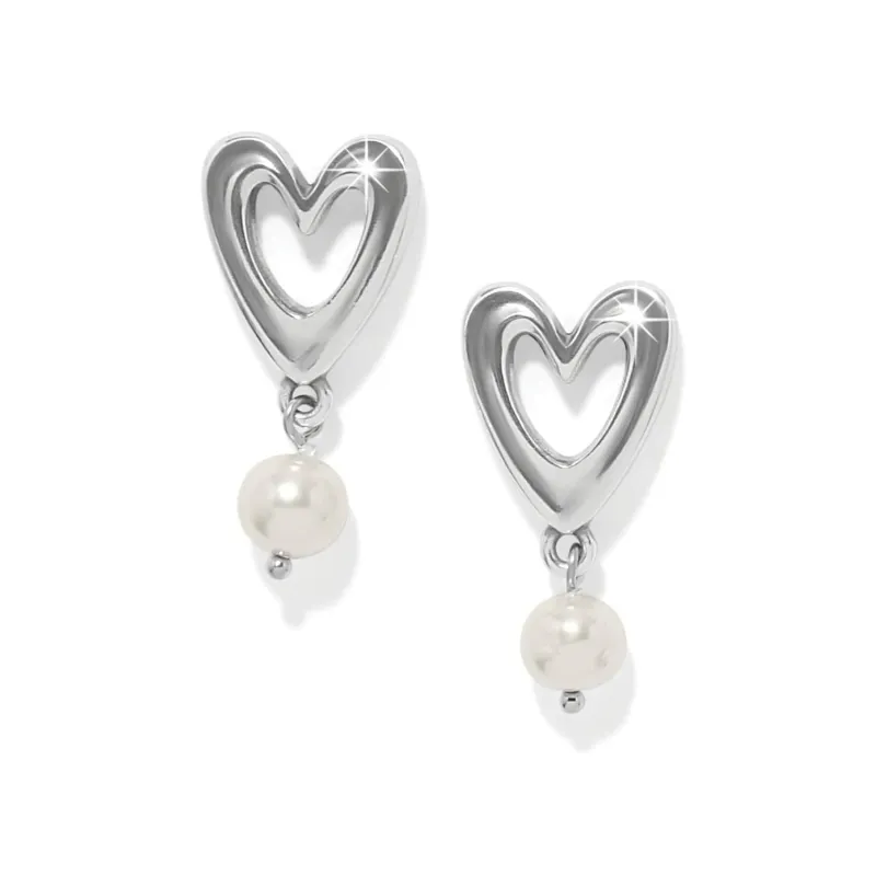 Cascade Open Heart Pearl Post Drop Earrings sold by Brighton
