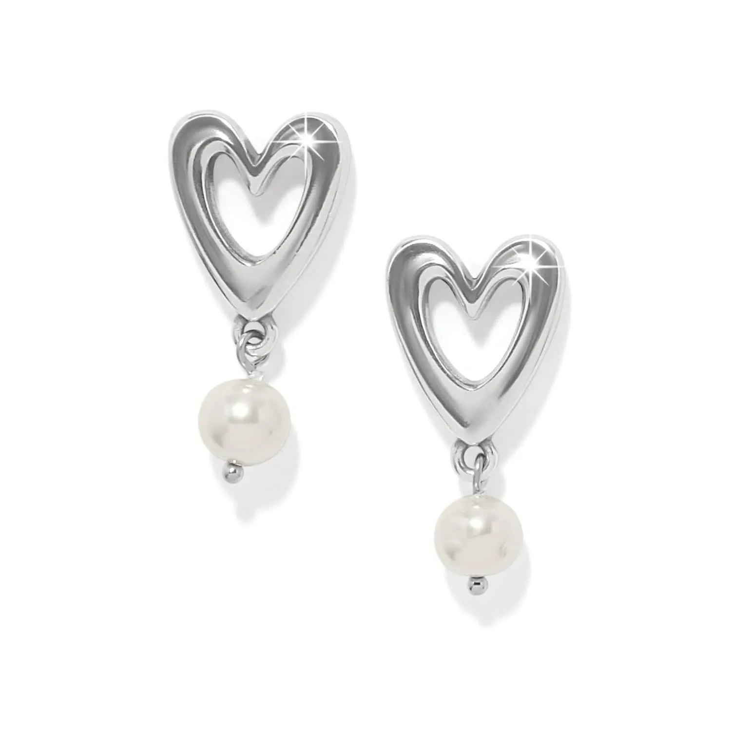 Cascade Open Heart Pearl Post Drop Earrings sold by Brighton