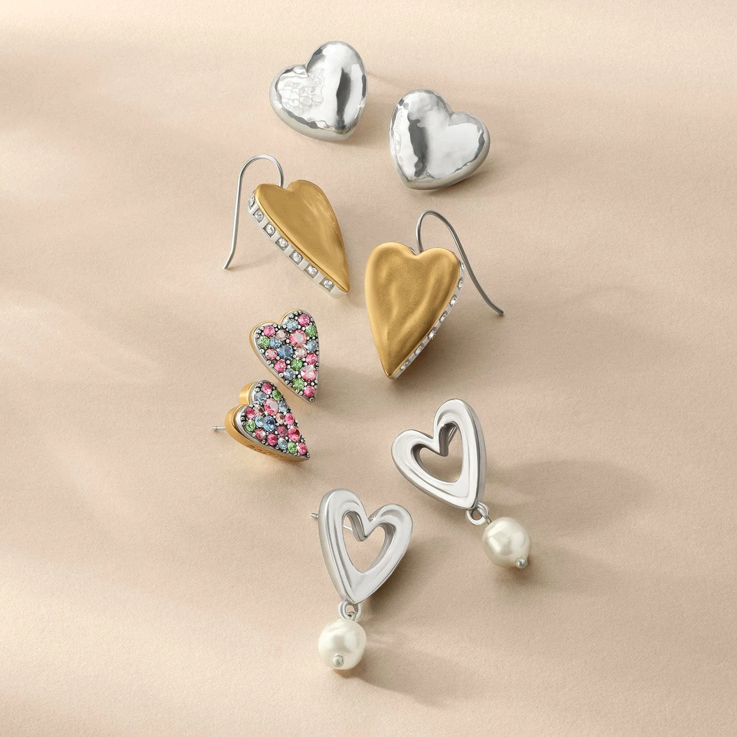 Cascade Open Heart Pearl Post Drop Earrings sold by Brighton product image thumbnail 3