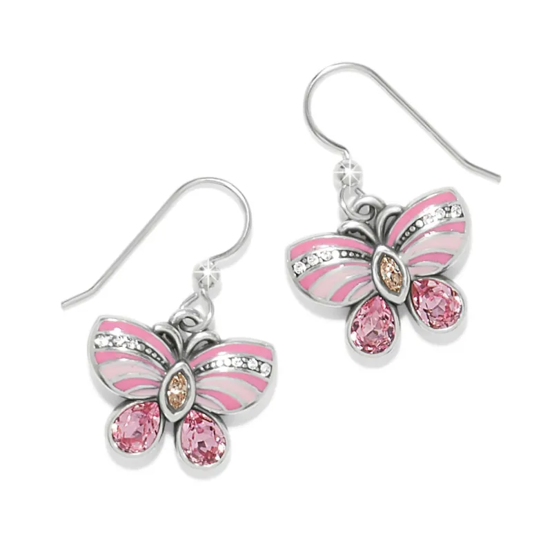 La Tulipe Butterfly Pink French Wire Earrings made by Brighton