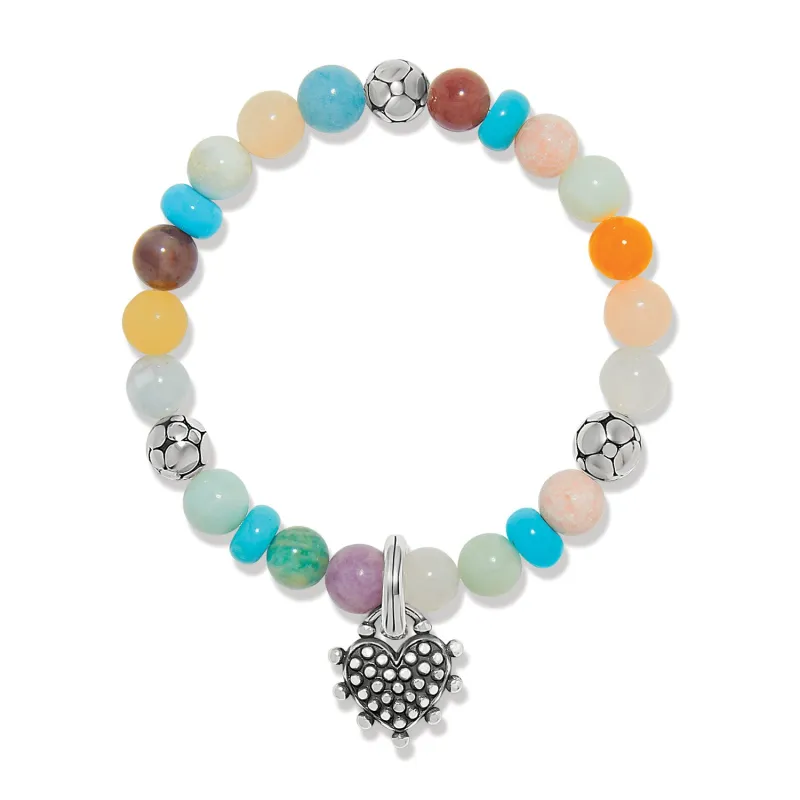 Pebble Sweet Hearts Charm Stretch Bracelet made by Brighton
