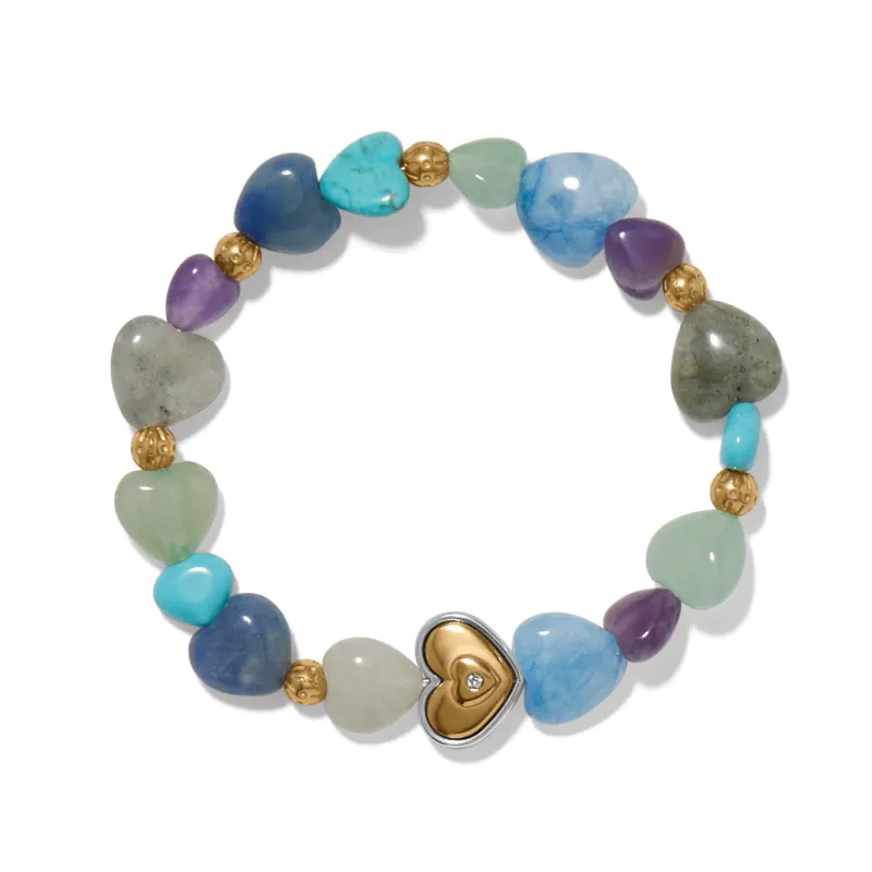 One Heart Multi Heart Bead Stretch Bracelet made by Brighton