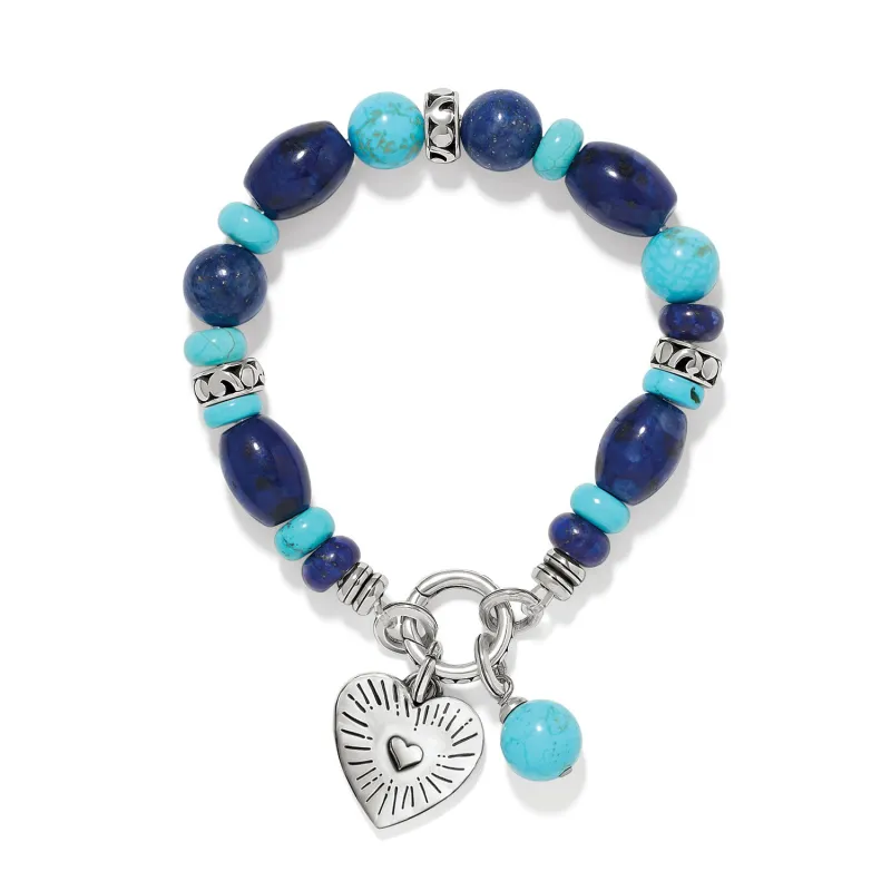 Token Lapis & Turquoise Charm Stretch Bracelet made by Brighton