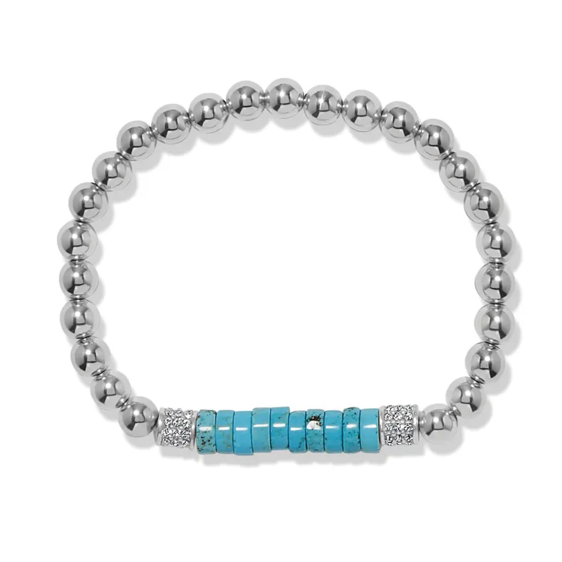 Meridian Petite Station Turquoise Stretch Bracelet made by Brighton