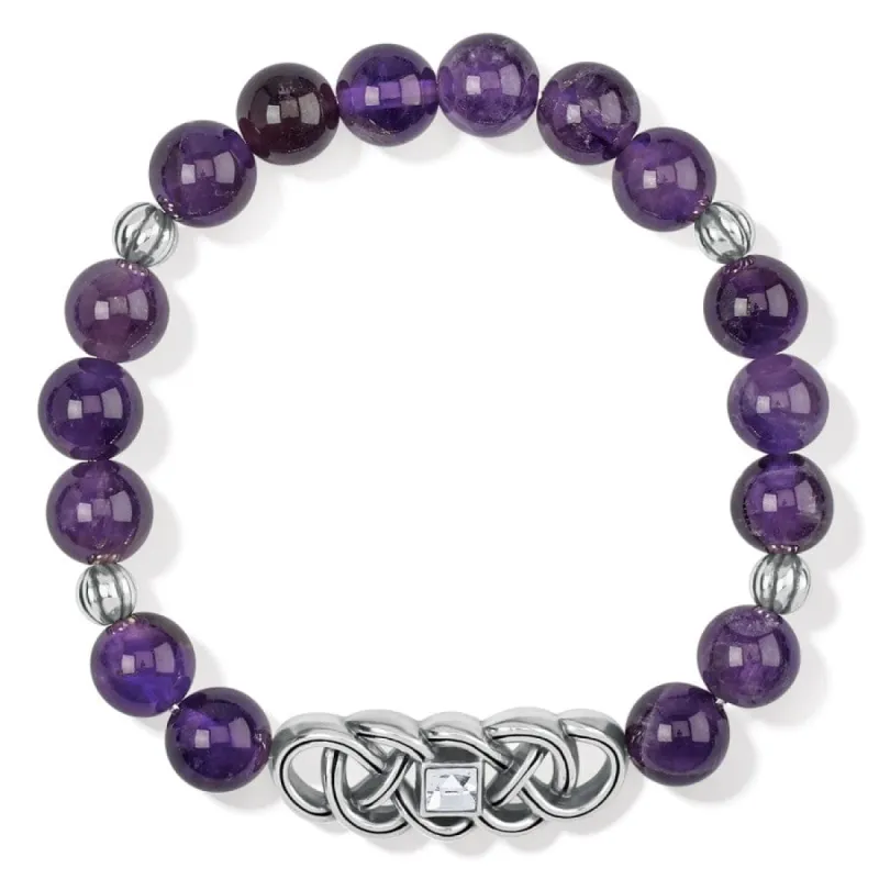 Interlok Lustre Amethyst Stretch Bracelet sold by Brighton
