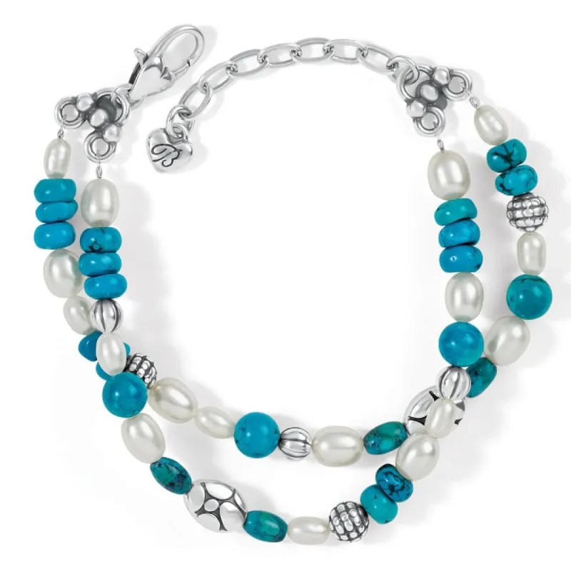 Pebble Turquoise And Pearl Double Bracelet sold by Brighton