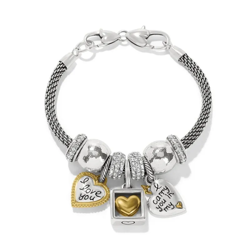 Mixed Metal Heart Charm Bracelet sold by Brighton