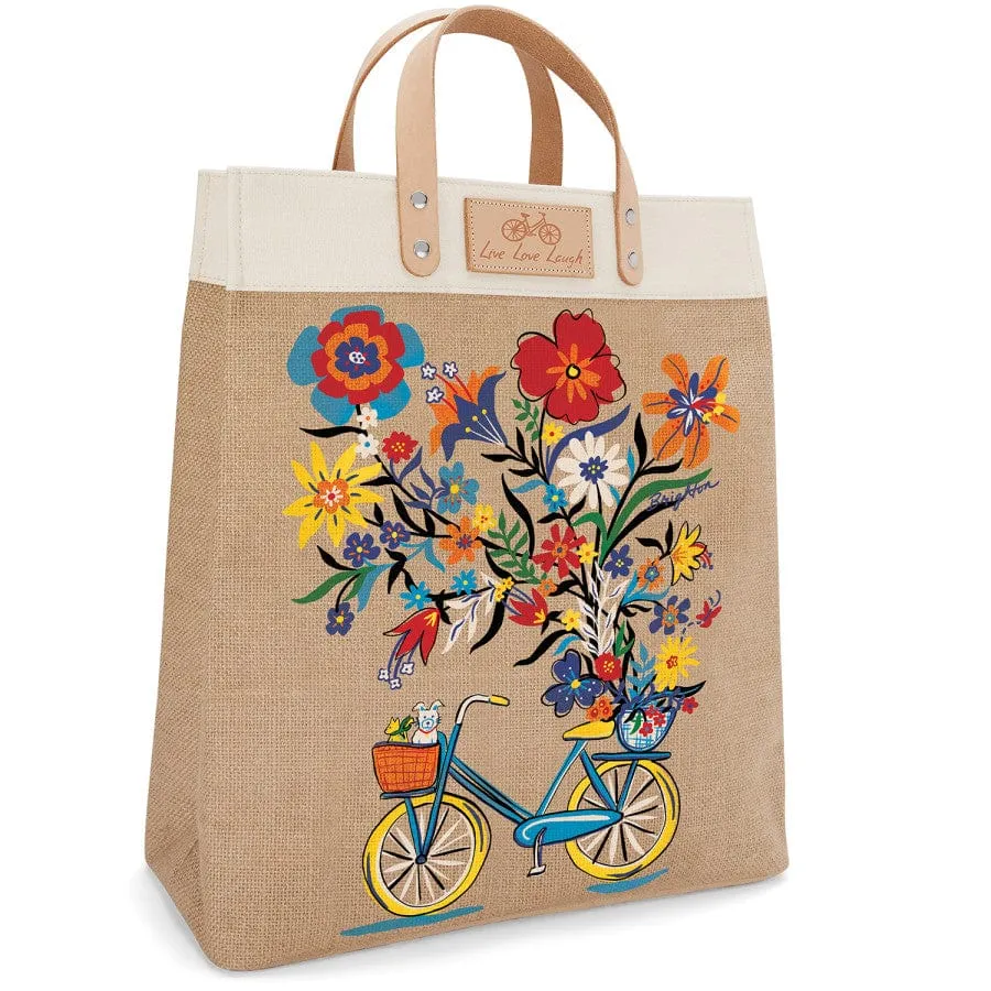 Bicycle Fun Burlap Tote sold by Brighton