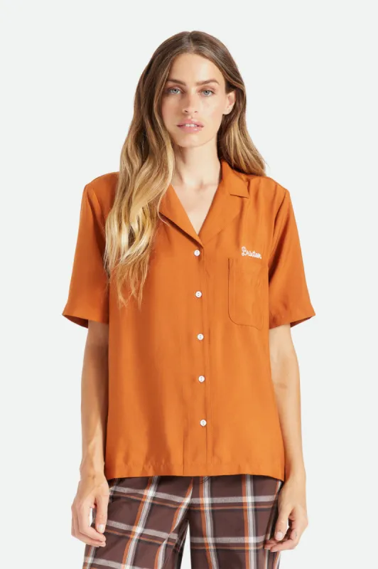 Bunker Block Boyfriend S/S Woven - Glazed Ginger sold by Brixton