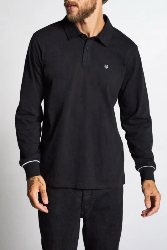 Carlos L/S Polo Knit - Black/White sold by Brixton