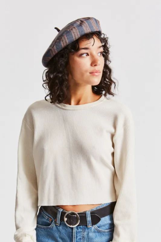 Audrey II Beret - Washed Navy/Mauve sold by Brixton