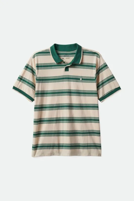 Proper S/S Polo - Whitecap/Spruce sold by Brixton