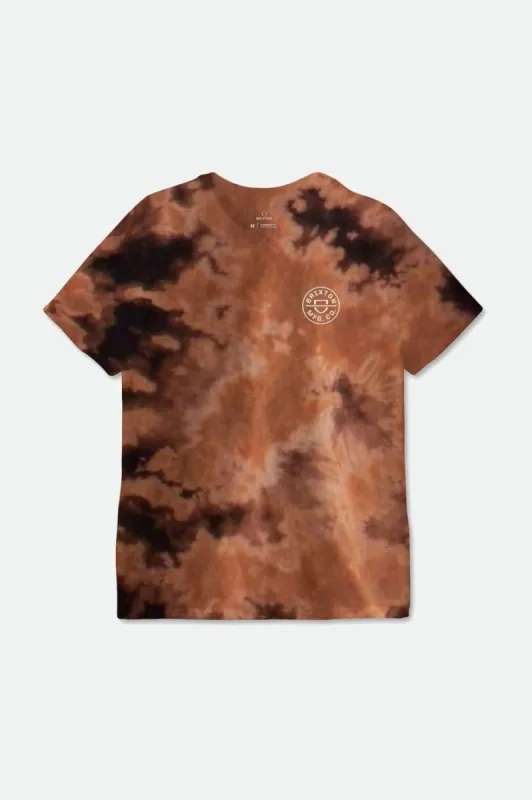 Crest II S/S Standard Tee - Sand/Paradise Orange/Washed Black/Cloud Wash sold by Brixton