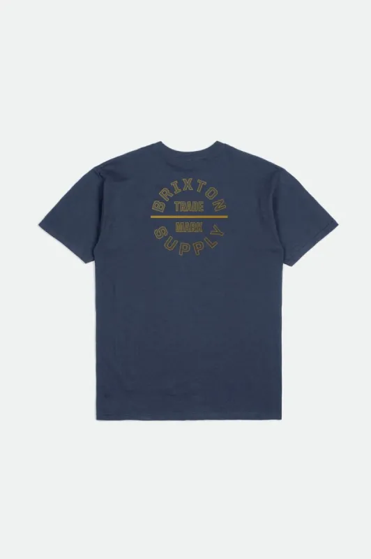 Oath V S/S Standard Tee - Washed Navy/Gold/Charcoal sold by Brixton