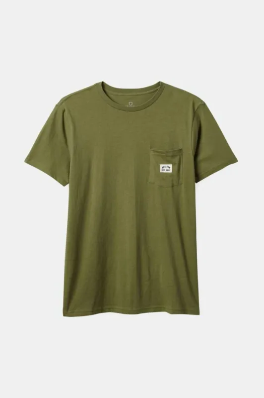 Woodburn S/S Tailored Pocket T-Shirt - Sea Kelp sold by Brixton