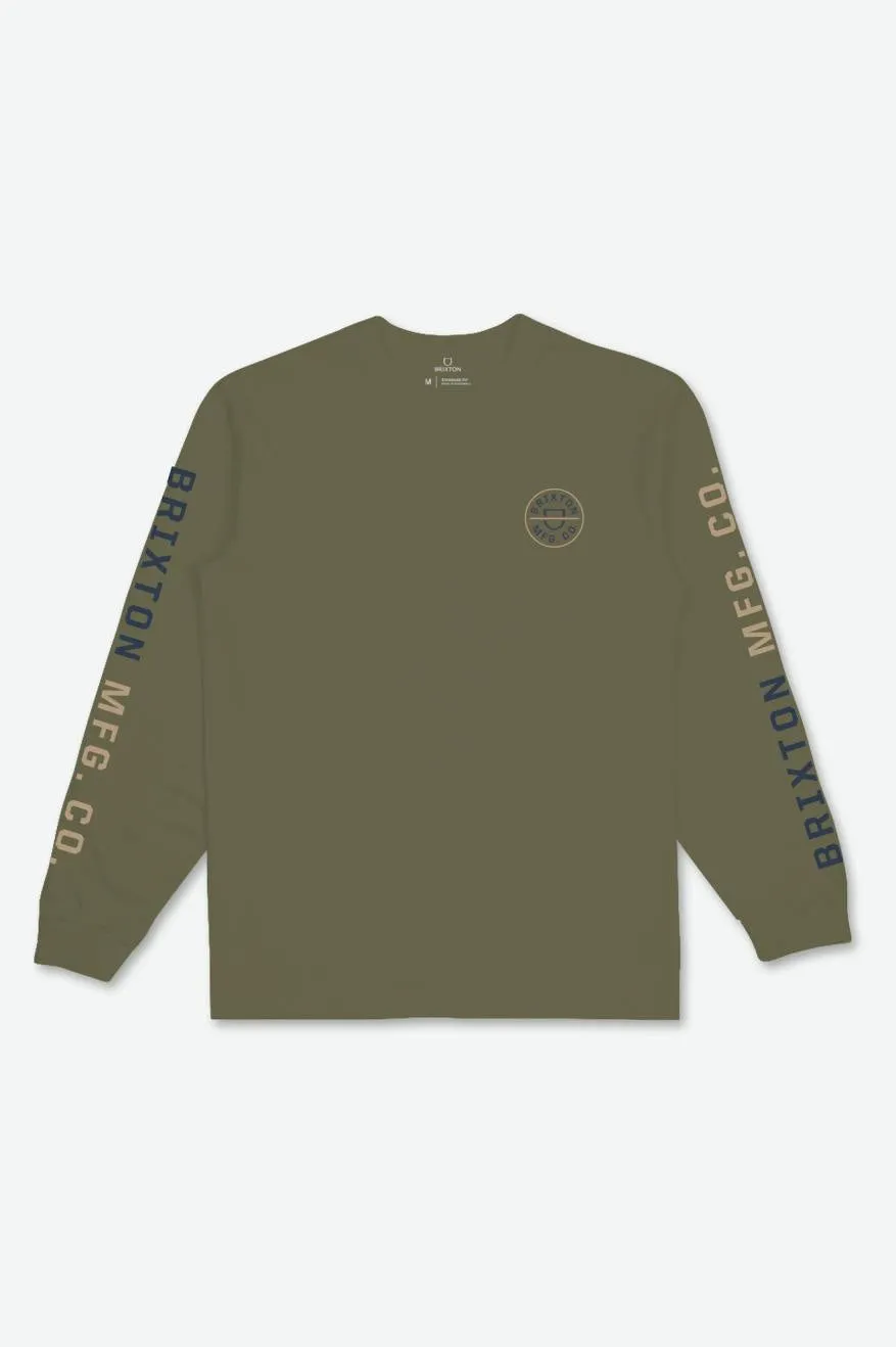 Crest L/S Tee - Olive Surplus/Washed Navy/Sand sold by Brixton product image thumbnail 2