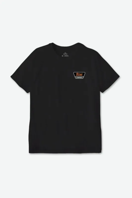 Linwood S/S Standard Tee - Black/Orange/Washed Black sold by Brixton