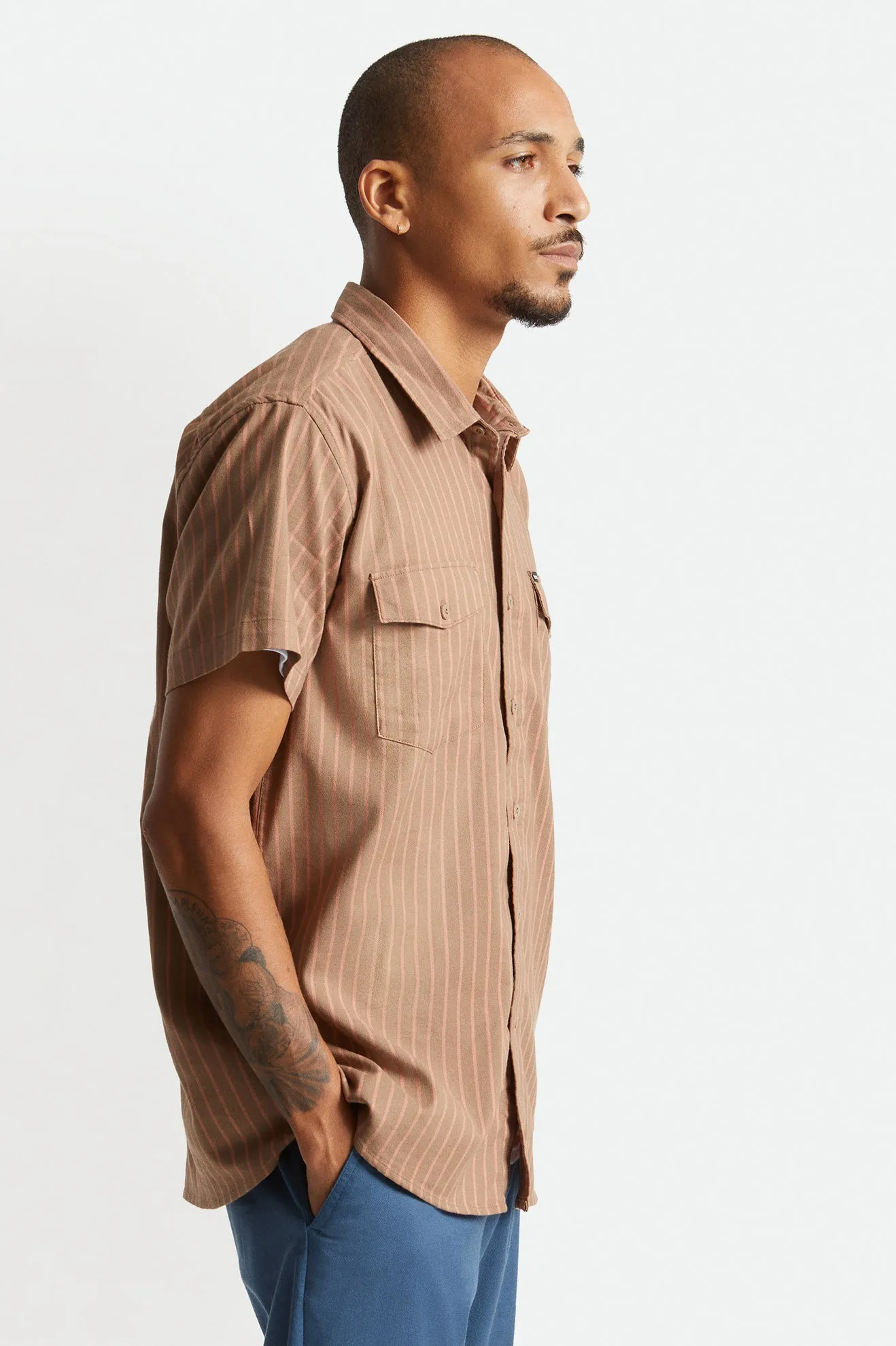 Olson Utility S/S Woven - Twig/Apricot Jam sold by Brixton product image thumbnail 3