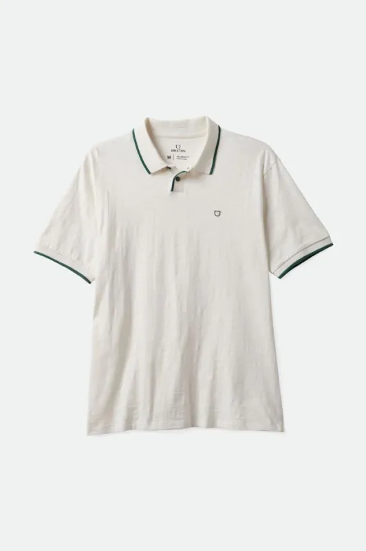 Proper Slub S/S Polo - Off White/Spruce sold by Brixton