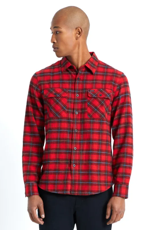 Bowery Lightweight L/S Flannel - Red/Black sold by Brixton