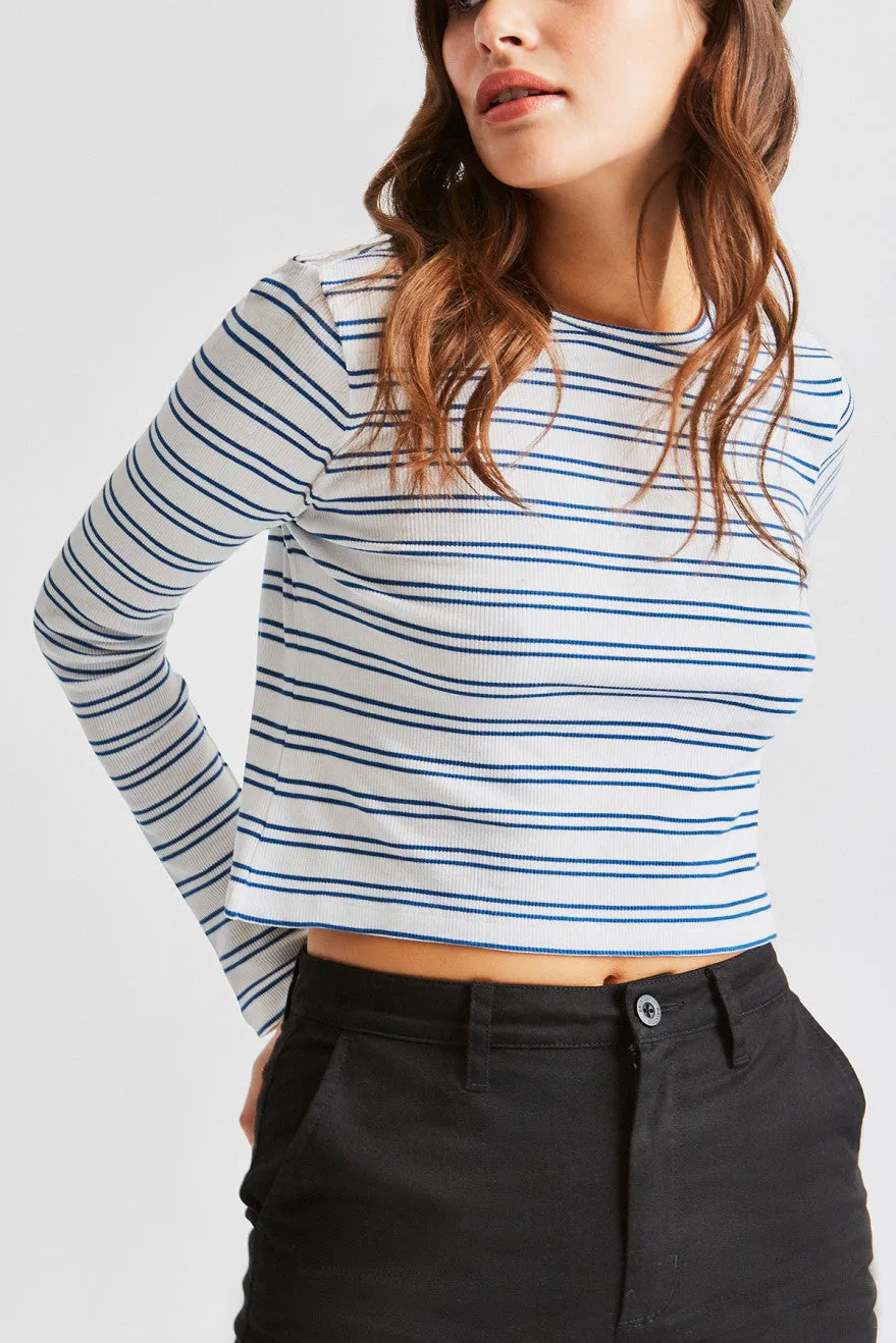 Lily Crop L/S Knit - White sold by Brixton