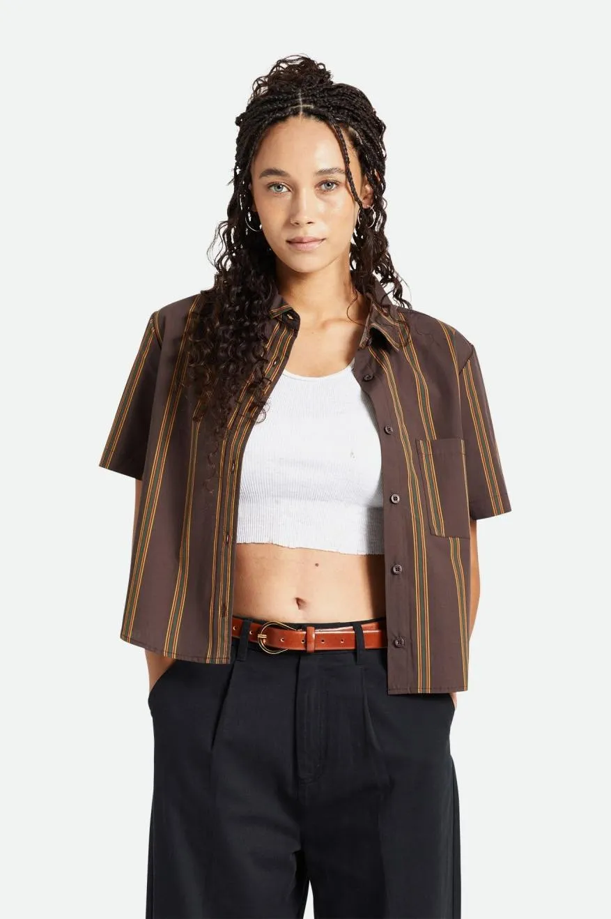 Sidney Boxy S/S Woven - Seal Brown sold by Brixton