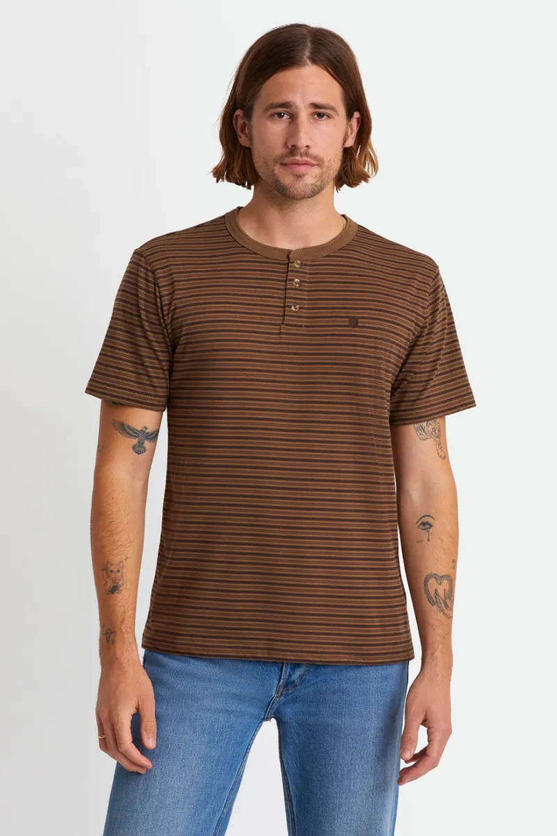 Hilt S/S Henley Knit - Dark Khaki/Brown sold by Brixton